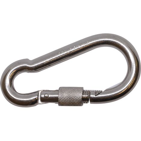 Karabinerhaken mit Schraubverschluss Edelstahl A4 10 x 100 mm -