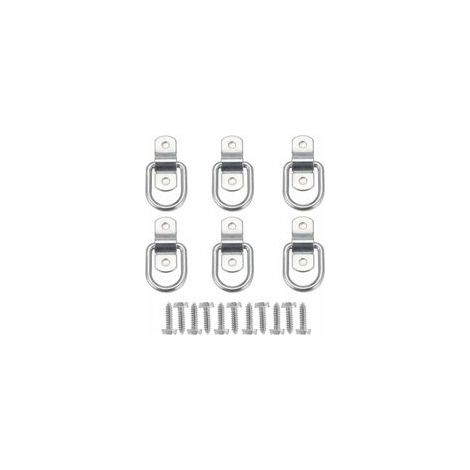 6Pcs D Anneau D'arrimage Anneau d'ancrage de Charge Ancrage de Remorque Anneau D'arrimage Forgé avec 12 Pièces Vis pour Sécuriser la Charge dans Le Camion Remorque