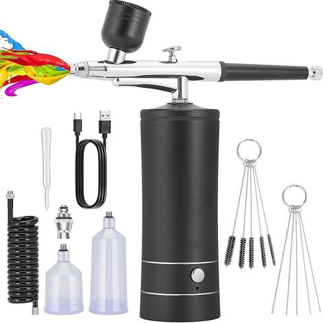 Kit aérographe sans fil rechargeable avec compresseur, pour la peinture de maquettes. (1/5)