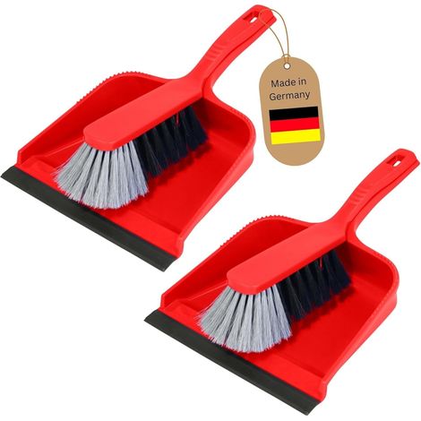 Ensemble de pelles à poussière Novaliv 2 pièces ensemble de pelles à poussière ROUGE pelle à poussière en plastique balai pour balayage brosse à main