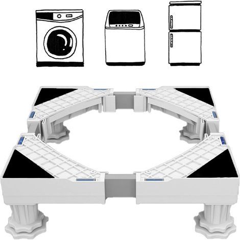 Support Pour Machine À Laver - Réglable En Hauteur 9 À 12 Cm - Charge Maximale 300 Kg - Anti-Vibration - Convient Pour Lave-Linge Séche-Linge Réfrigérateur - 1 Pièce (1/5)