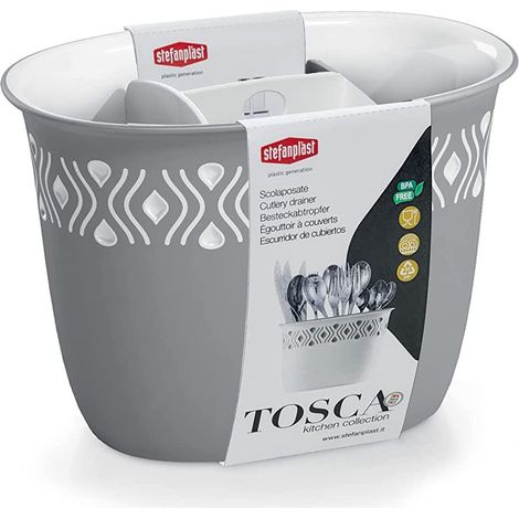Stefanplast Besteckkorb Tosca Stone Grey 19,5x13x14 cm