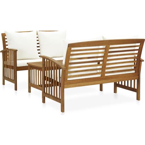 3-tlg. Garten-Lounge-Set mit Auflagen Massivholz Akazie
