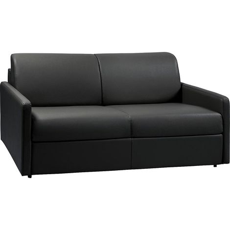 Divano letto 3 posti express in similpelle nera con seduta memory foam - Rete a doghe larghe 140 cm - Materasso 18 cm - CALIFE