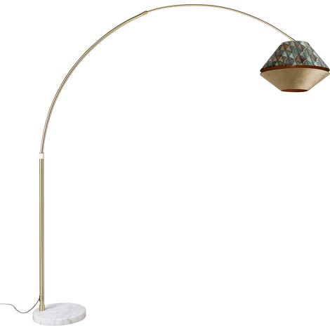 QAZQA Lampada da terra con paralume xxl - Classico - Velluto,Acciaio,Marmo - Verde/Beige/Oro/Bianco - Alltri Max. 1 x Watt