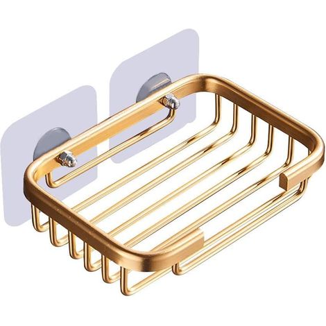 Porte-savon doré pour douche, égouttoir suspendu créatif, porte-savon auto-adhésif, porte-savon (doré, 1 pièce) (1/4)