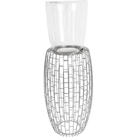 Bougeoir Design Rétro "Malibu" 73cm Argent