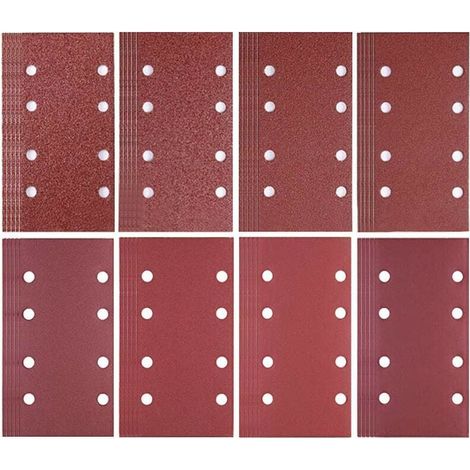 80 feuilles de papier abrasif 93 x 185 mm 8 trous de papier abrasif 40/60/80/120/180/240/320/400 pour ponceuse Bosch (1/4)