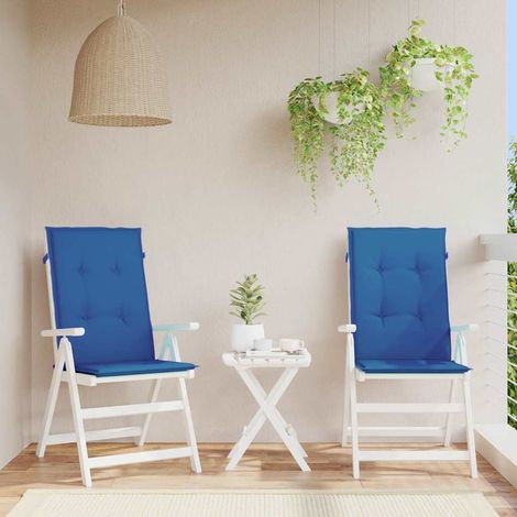 vidaXL Cojín silla de jardín respaldo alto 2 uds tela azul 120x50x3 cm (1/5)