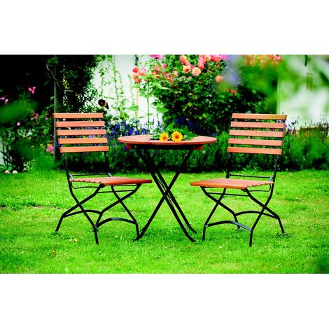 Schlossgarten Set 3tlg 2 Stühle Klapptisch Ø 70cm