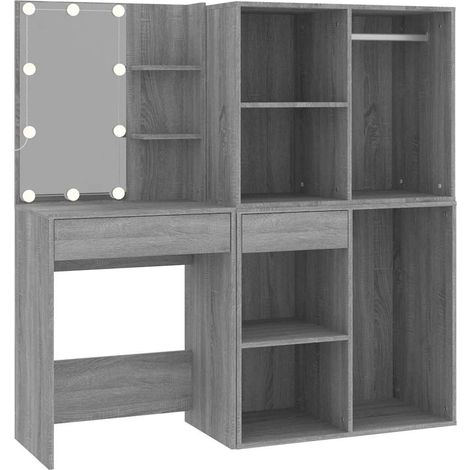 vidaXL Tocador con LED y armario madera contrachapada gris Sonoma (1/2)