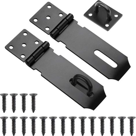 Cerradura para puerta, 2 unidades, pestillo para puerta exterior, cerrojo de acero inoxidable de 5 pulgadas con tornillos para cierre de puerta de garaje o armario (negro) (1/4)