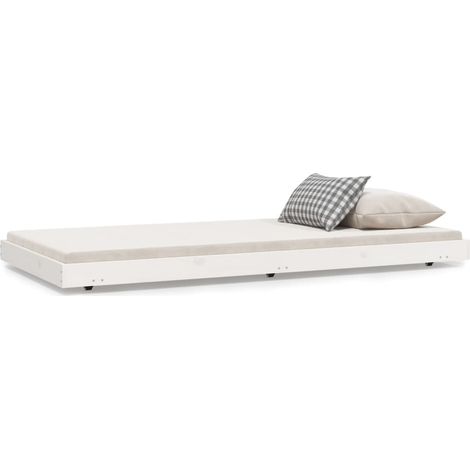 Cadre de lit Blanc 90x190 Bois de pin massif (1/5)