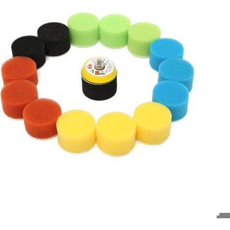 Lot de 16 tampons de polissage – 50 mm, grains 2000 à 8000 – Finition miroir – Pour polisseuses et voiture (1/4)