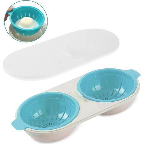 Cuiseur Ufs Micro-ondes (bleu), Cuiseur Ufs Vidable En Silicone Comestible 2 Chambres, Gobelets Antiadhsifs Pour Cuiseur Ufs, Passe Au Lave-v