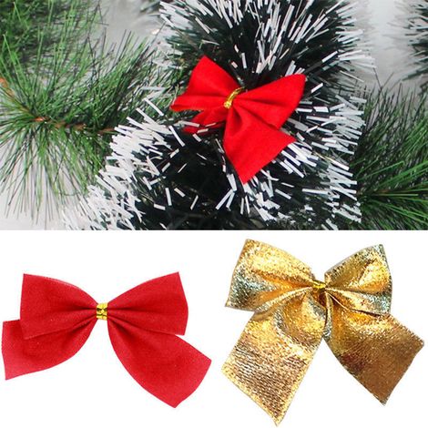 36 mini nœuds de Noël décoratifs, rubans festifs pour emballage cadeaux et décoration de sapin