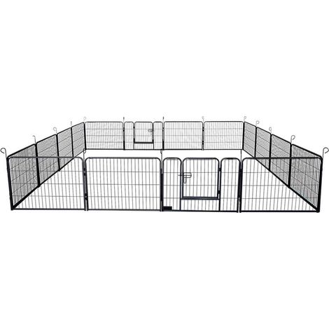 HOME DELUXE - Welpenauslauf BARKI - Farbe: Schwarz, inkl. Türverriegelung, abgerundete Ecken und Kanten I Welpenspielplatz Welpenfreilauf - Variantenauswahl (80 x 80 cm / 16 - teilig)  Welpenzaun Welp
