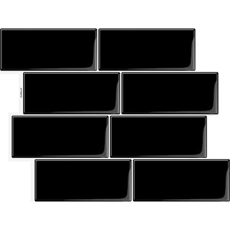 Crédence Adhésive 3D Noir Effet Carrelage - Lot de 10 Revêtements Muraux Imperméables et Faciles à Nettoyer pour Cuisine et Salle de Bain (1/5)