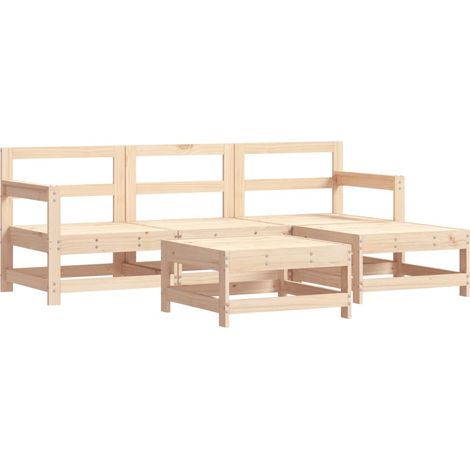 Maison Exclusive - Juego de sofás de jardín 5 piezas madera maciz (1/5)