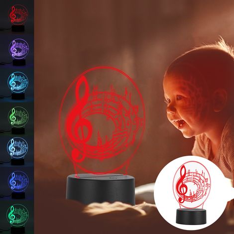 Lampe de table/bureau tactile USB avec notes de musique 3D et LED à changement de couleur (1/5)