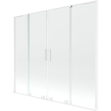Mexen Velar L Duo mampara de bañera corredera de 2 paneles 200 x 150 cm, transparente, blanco - 896-200-003-02-20 (1/2)