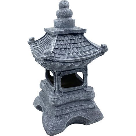 Lampe de jour chinoise zen – résine, 30 cm – Patio, décoration de jardin – lampe de montagne grise (1/5)