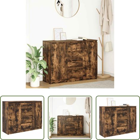 Schrank Holz - Sideboard mit Schubladen Räuchereiche 100,5x35x76 cm (1/5)