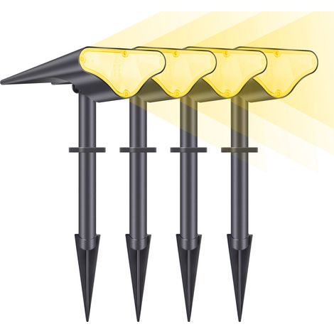 Juego de 4 focos solares LED ajustables 2 en 1, luces con estaca para el suelo y apliques de pared exteriores impermeables, ideales para bodas, fiestas, jardines, pasillos y patios. (1/5)