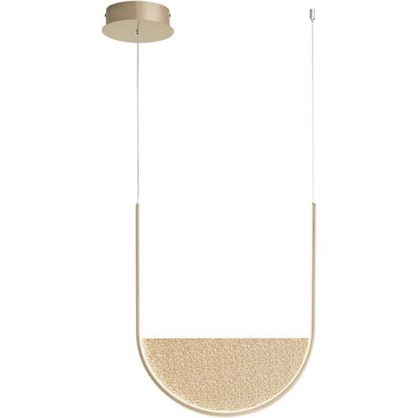 Lampada a sospensione LED LOTUS 53 cm con inserto amovibile in vetro granigliato ORO (1/4)