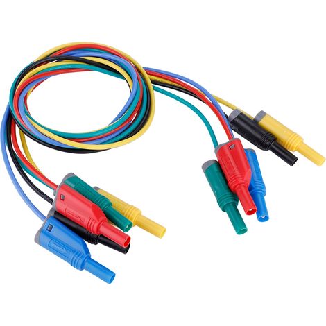 Lot 5 Fiches Banane P1050-1 4mm, Câble Test Silicone Souple 14AWG, Fils de Mesure Sécurité Multimètre, Connecteurs Empilables (1/5)