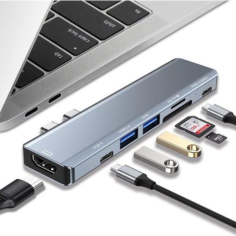 Hub USB-C 7 in 2 per MacBook Air Pro M1 - Grigio (1/5)