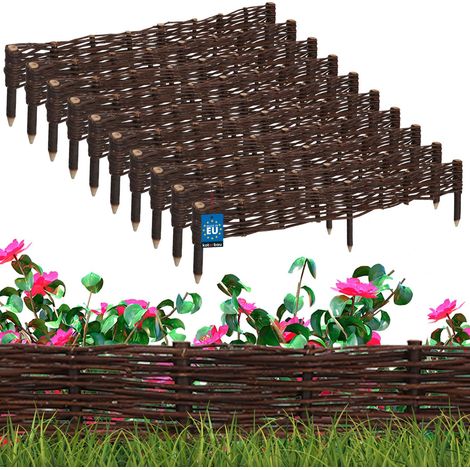 KOTARBAU® Lot de 10 Clôture Bois  - Bordure Jardin Extérieur - 110 x 10 cm - Bordure de Jardin en Osier à Planter - Marron - Cloture en Osier - Décoration Extérieure (1/5)