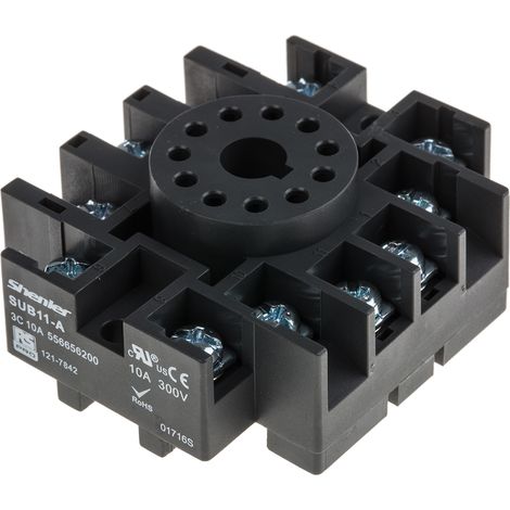 Prise femelle à montage sur rail DIN 11 contacts, Rail DIN, 300V, pour Relais RUB de RS PRO ( Prix pour 1 ) (1/2)
