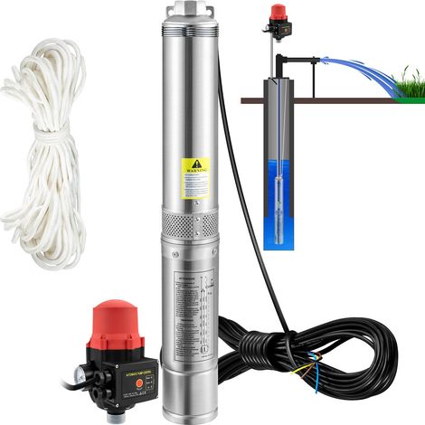 Pompe Immergée pour Puits 50 L/min 89 m Pompe à Eau pour Puits Profond en Acier Inox, Pompe à Eau Électrique 550 W, Pompe de Puits Submersible Automatique Usage Domestique Agricole Industriel (1/5)