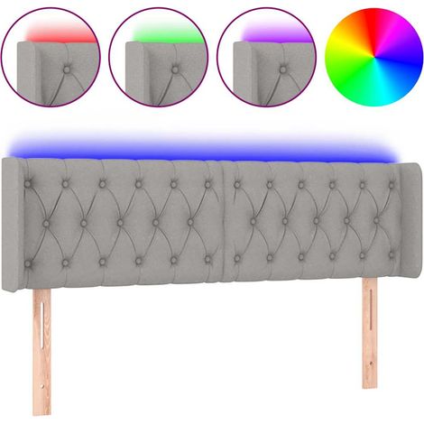 Maison Exclusive - Cabecero con LED de tela gris claro 147x16x78/ (1/5)