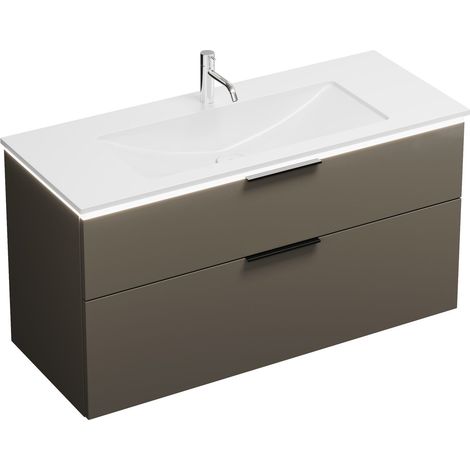 Lavabo Burg Eqio Mineral Cast + vasque en mélamine 636x1220x490mm Blanc alpin/Gris brillant GR0200