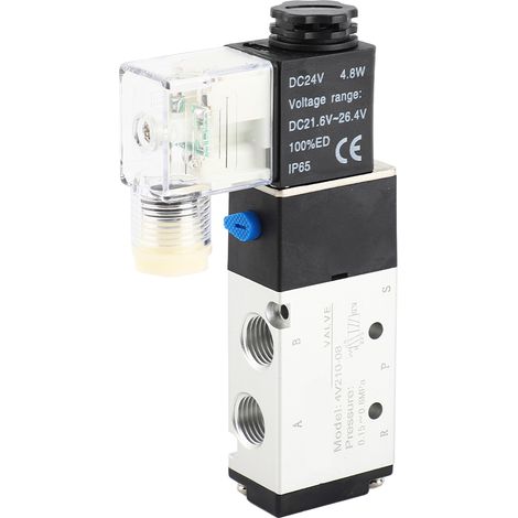 Électrovanne pneumatique 5/2 voies 4V210-08 24V CC, alliage d'aluminium résistant à l'usure, pièce de rechange pour distributeur d'air (1/5)
