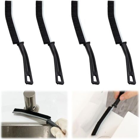 Lot de 4 brosses de nettoyage pour suceur plat – Brosse de nettoyage multifonction – Nettoyage des fentes – Brosses à poils durs avec longues poignées pour cuisine, salle de bain, espaces dans (1/5)