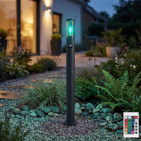 Segnapasso led con rilevatore di movimento piantana da esterno dimmerabile con telecomando paletto luminoso da esterno antracite, RGB cambia colore, fumo 8.5W 806lm bianco caldo, PxH 12,7x110cm (1/5)