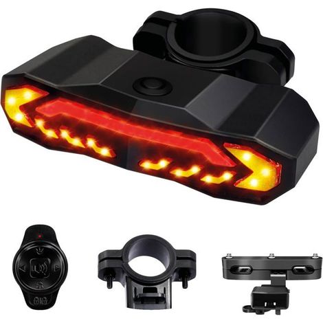 Ecleanfy - Clignotant vélo & Alarme Velo  Inclus 2 Supports Fixations  Feu arrière avec télécommande  5 Modes d’éclairage  Recharge USB (1/5)