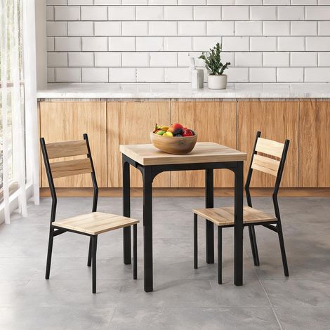 Table et 2 chaises de cuisine en MDF et métal 60 x 60 x 76 cm (1/5)