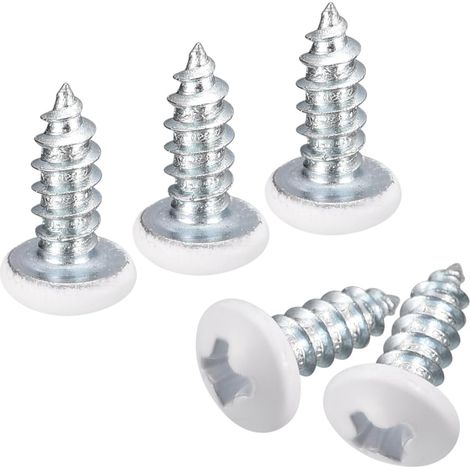 ST4x10mm Blanc Vis Autotaraudeuse, 50pcs Poêle Tête Phillips Bois Vis pour Travail Bois (1/5)