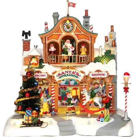 Lemax – Village de Noël Santa's Workshop avec éclairage extérieur et son – Alimentation 4.5V – Résine – Dimensions 27,5 x 25 x 27 cm