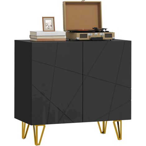 HOMCOM Storage Cabinet, Sideboard with Adjustable Shelf, Black (1/5)