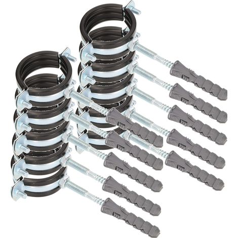 Kotarbau – Lot de 10 colliers de serrage 1'' en acier galvanisé – Avec joint en caoutchouc – Résistants aux acides et humidité – Pour conduits ronds