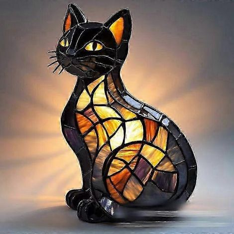Nouvelle série Chien - Ornements en résine - Veilleuse LED - Statuette animale artistique - Lampe de table créative pour la maison ou le bureau - Taille : Chat type B