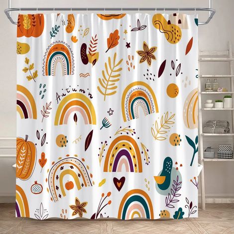 Filiyano-Rideau de douche à motif feuilles d'eucalyptus, feuillage d'automne brun aquarelle, rideau de salle de bain moderne en polyester, 300 x 180