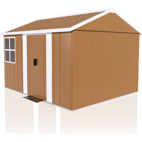 Abri de jardin en acier 300x240 cm avec fenêtres, porte verrouillable et ventilation, sans plancher (1/5)