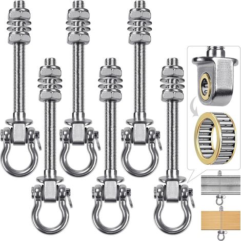 6pcs Mousqueton de Suspension pour Hamac, 17.5cm Kit de Montage Pivotant à 180° Ensemble de Roulements pour Aire de Jeux Intérieure/Extérieure, Chaise de Yoga, Sac de Frappe, 1500lbs (1/5)