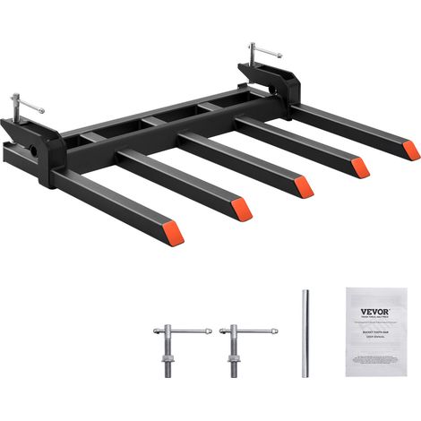 VEVOR Pince fourches a debris, 48", capacite 1200 kg, pince robuste sur fourches a palettes, accessoires de godet de chargement tracteur compact pour nettoyer debris de membres tombes, dechets de cour